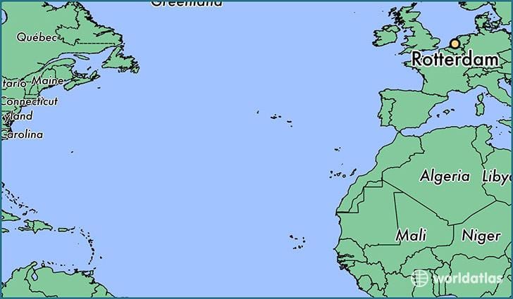 χάρτης του Ρότερνταμ στον κόσμο 
