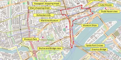 Χάρτης του Ρότερνταμ walking tour 